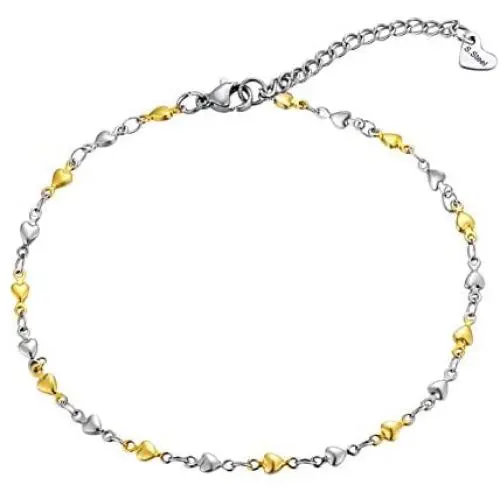 HooAMI Stainless Steel Heart Link Chain Anklet Bracelet Adjustable HooAMI Stainless Steel Heart Link Chain Anklet Bracelet Adjustable