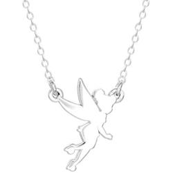 Disney Tinkerbell Sterling Silver Fairy Silhouette Pendant Necklace; 18” Chain