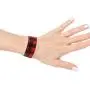 INENIMARTJ 3 Pieces Christmas Plaid Leather Earrings Bracelet Set, Handmade Lightweight Christmas Buffalo Plaid Bracelet for Women & Girls