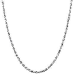 Savlano 925 Sterling Silver 2.5mm Solid Italian Rope Diamond Cut Twist Link Chain Necklace With Gift Box For Men & Women - Made in Italy