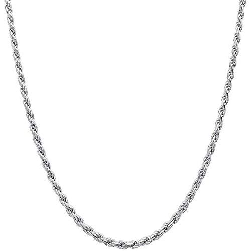 Savlano 925 Sterling Silver 2.5mm Solid Italian Rope Diamond Cut Twist Link Chain Necklace With Gift Box For Men & Women - Made in Italy
