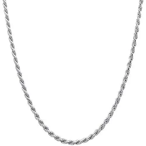 Savlano 925 Sterling Silver 2.5mm Solid Italian Rope Diamond Cut Twist Link Chain Necklace With Gift Box For Men & Women - Made in Italy Savlano 925 Sterling Silver 2.5mm Solid Italian Rope Diamond Cut Twist Link Chain Necklace With Gift Box For Men & Women - Made in Italy