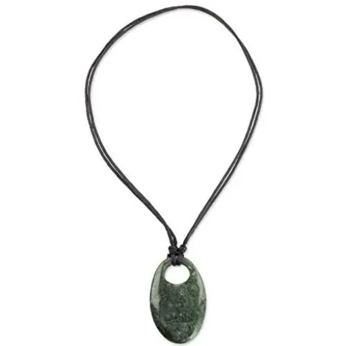 NOVICA Jade Pendant Necklace, 15.75'' Mayan Ellipse NOVICA Jade Pendant Necklace, 15.75'' Mayan Ellipse