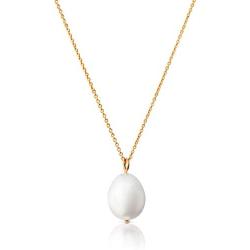 Single Pearl Necklace for Women | White Dainty Pearl Drop Pendant, 14k Gold Dipped | Elegant Gold Chain Necklace, Perfect for Layering | 14k Gold Necklace for Women | June Birthstone Necklace