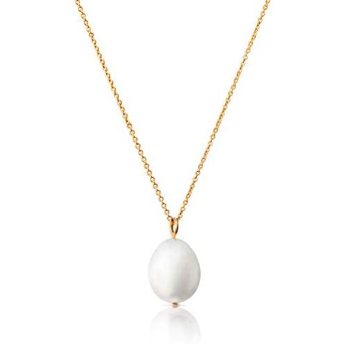 Single Pearl Necklace for Women | White Dainty Pearl Drop Pendant, 14k Gold Dipped | Elegant Gold Chain Necklace, Perfect for Layering | 14k Gold Necklace for Women | June Birthstone Necklace