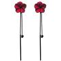 Trendy Red Green Poppy Flower Black Long Line Bar Tassel Earrings for Women Charm Drop Dangle Earring Jewelry (Red)