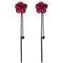 Trendy Red Green Poppy Flower Black Long Line Bar Tassel Earrings for Women Charm Drop Dangle Earring Jewelry (Red)