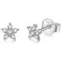 Silver Stud Earrings for Women, 3 Pairs Tiny Round Cubic Zirconia Stud Earrings | Small Star Helix Earrings Dainty Flower Tragus Cartilage Studs Jewelry for Girls Men Teens (Silver/Gold)