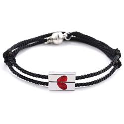 YELUWA 2Pcs Heart Love Couple Rope Bracelets for Men Women Mutual Attraction Boyfriend Girlfriend Mom Daughter Sister BFF Friendship Best Friend Handmade Gift for Him and Her