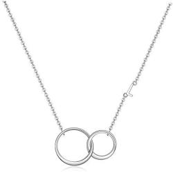 SANNYRA Mother of The Bride Necklace Initial Two Interlocking Infinity Double Circles Necklace 26 Letters Alphabet Jewelry for Women Mother Gifts