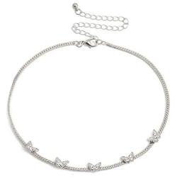 The Woos Bohemian Cute Butterfly Choker Necklace Gold Butterfly Crystal Clavicle Chain Elegant Statement Collar Shining Female Chocker Jewelry