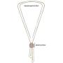 Lavencious Rose Flower Lariat Y-Shaped Long Necklace Sparkle Clear CZ 3D Jewelry 38'' with Pearls