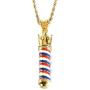 PAURO Unisex Stainless Steel Barber Shop Sign Pendant Turn Light Necklace