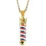 PAURO Unisex Stainless Steel Barber Shop Sign Pendant Turn Light Necklace