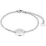 THREE KEYS JEWELRY Silver Initial Bracelet for Women Gifts Stainless Steel Dainty Coin Name Initial Charm Bracelet Alphabet Letter Pendant Initial Bracelets for Girls with Initial