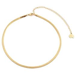 Happiness Boutique Women Herringbone Choker Necklace in Gold Color Delicate Necklace Stainless Steel