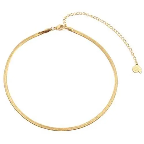 Happiness Boutique Women Herringbone Choker Necklace in Gold Color Delicate Necklace Stainless Steel Happiness Boutique Women Herringbone Choker Necklace in Gold Color Delicate Necklace Stainless Steel