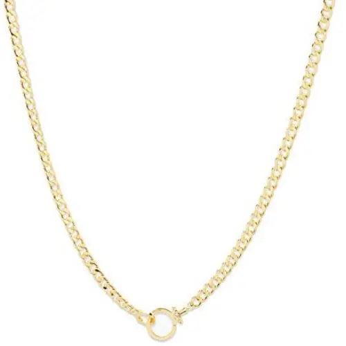gorjana Womens Wide Curb Chain Link Wilder Necklace, 18K Gold Plated, Parker Clasp
