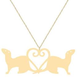 NOUMANDA Fashion 2 Ferrets Love Heart Necklace Classic Animal Hollow Pendant Jewelry
