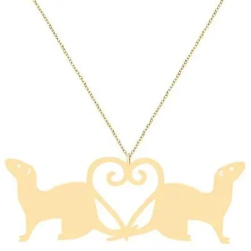 NOUMANDA Fashion 2 Ferrets Love Heart Necklace Classic Animal Hollow Pendant Jewelry NOUMANDA Fashion 2 Ferrets Love Heart Necklace Classic Animal Hollow Pendant Jewelry