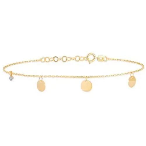 GELIN 14k Solid Gold Round Disc with Genuine Diamond Station Link Chain Bracelet - Gold Bracelet for Women GELIN 14k Solid Gold Round Disc with Genuine Diamond Station Link Chain Bracelet - Gold Bracelet for Women