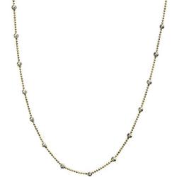 18k Gold Flashed Sterling Silver Two Tone Diamond-Cut Bead Station Necklace, 16'' - 20''