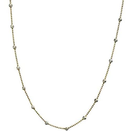 18k Gold Flashed Sterling Silver Two Tone Diamond-Cut Bead Station Necklace, 16'' - 20''