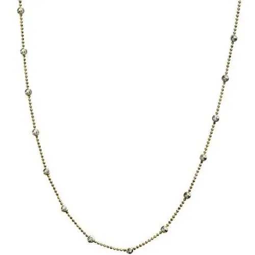18k Gold Flashed Sterling Silver Two Tone Diamond-Cut Bead Station Necklace, 16'' - 20'' 18k Gold Flashed Sterling Silver Two Tone Diamond-Cut Bead Station Necklace, 16'' - 20''