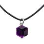 Cat Eye Jewels Swarovski Elements Crystal Black Leather Choker Square Cube Pendant Necklace for Women Girls