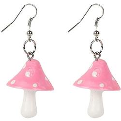 Fashion Women Sweet Fresh Handmade Plastic Simulation Mushroom Long Pendant Earring Jewelry Accessories Gift