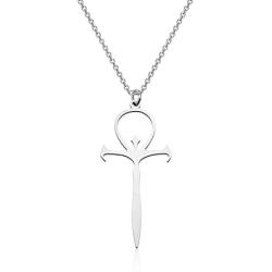 LBSBO Vampire Ankh Pendant Necklace Stainless Steel Vampire Cross Symbol Jewelry