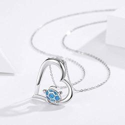 Cuoka Turtle Necklace Turtle Jewelry 925 Sterling Silver Turtle Pendant Tortoise Necklace Turtle Gifts for Turtle Lover for Women