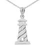 Unique Lighthouse Charm Pendant Necklace in Sterling Silver