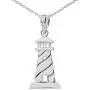 Unique Lighthouse Charm Pendant Necklace in Sterling Silver Unique Lighthouse Charm Pendant Necklace in Sterling Silver