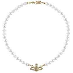 N-A Vivienne Westwood Golden Saturn Pearl Necklace Pearl Bead Necklaces Crystal Rhinestone Saturn Planet Necklace for Women and Girls
