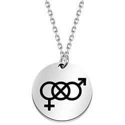 CENWA Bisexual Pendant Necklace Proud Symbolic LGBT Jewelry Gay Pride Bisexual Pride Necklace LGBT Pride Gift