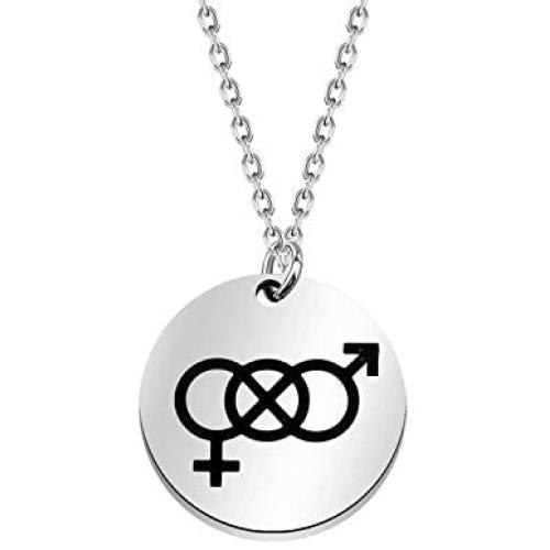 CENWA Bisexual Pendant Necklace Proud Symbolic LGBT Jewelry Gay Pride Bisexual Pride Necklace LGBT Pride Gift