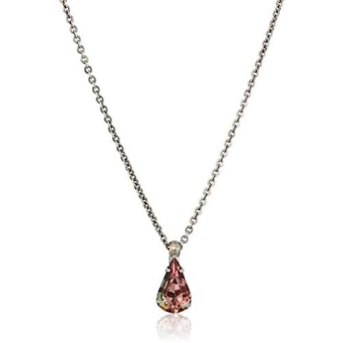 Sorrelli Delicate Drop Pendant Necklace, Antique Silver-Tone Finish, Satin Blush