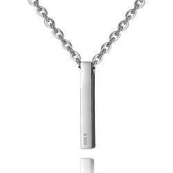 925 Sterling Silver Necklace Simple Vertical Bar Pendant New Women Chain, 28+2'' Extender
