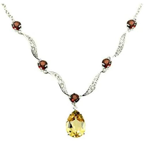 RB Gems Sterling Silver 925 Pendant Necklace Genuine Gemstone 10 Cts with Rhodium-Plated Finish, 18”