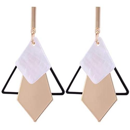 ONLYJUMP Geometric Triangle Earring Metal Simple Drop Dangle Earring Plating Gold Black Bohemian Dangling Costume Earring For Women Girl Bar Party Fashion Jewelry