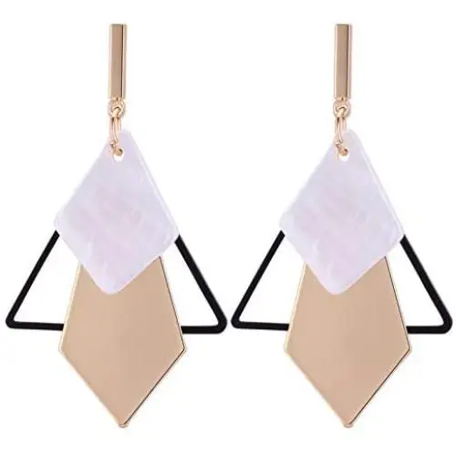ONLYJUMP Geometric Triangle Earring Metal Simple Drop Dangle Earring Plating Gold Black Bohemian Dangling Costume Earring For Women Girl Bar Party Fashion Jewelry