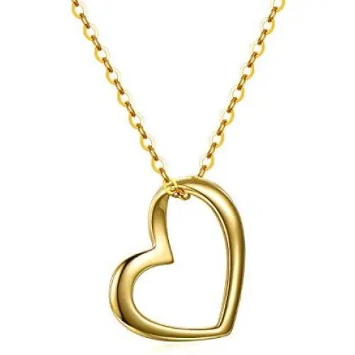 Solid 14k Gold Heart Necklace for Women, Fine Gold Love Jewelry for Wife/Mom/Girlfriend, Birthday Pesent for Her, 16+2 Inch Solid 14k Gold Heart Necklace for Women, Fine Gold Love Jewelry for Wife/Mom/Girlfriend, Birthday Pesent for Her, 16+2 Inch