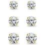 3 Pair Set 14K Gold Cubic Zirconia Round Stud Earrings for Men Women Girls, 3mm 4mm 5mm