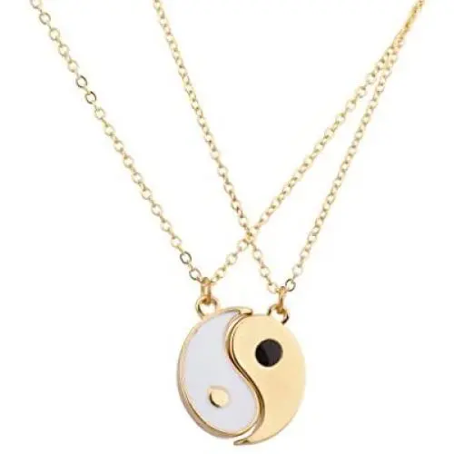 Lux Accessories Goldtone & White Yin Yang Peace One with All BFF Best Friends Necklaces Lux Accessories Goldtone & White Yin Yang Peace One with All BFF Best Friends Necklaces
