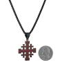 HZMAN Mens Stainless Steel Crusader Jerusalem Cross Pendant Necklace with 22+2 Inches Chain