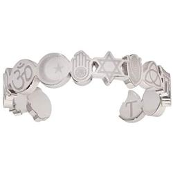 Tolerance Signature Stainless Steel Cuff Bracelet with Gift Book | 14 Religious Symbols Fashion Spiritual Jewelry for Women