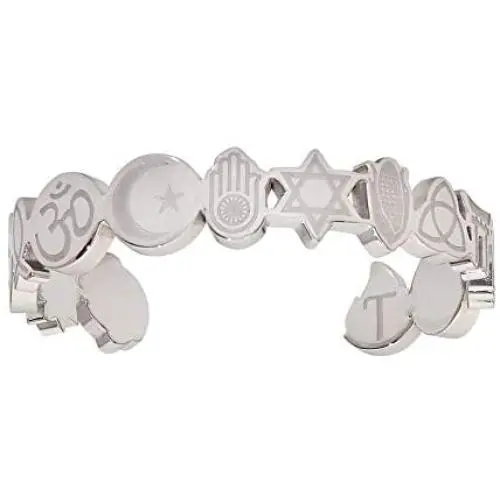 Tolerance Signature Stainless Steel Cuff Bracelet with Gift Book | 14 Religious Symbols Fashion Spiritual Jewelry for Women Tolerance Signature Stainless Steel Cuff Bracelet with Gift Book | 14 Religious Symbols Fashion Spiritual Jewelry for Women