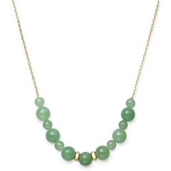 14k Yellow Gold Natural Green Jade Necklace, 18''