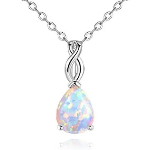 18K White Gold/Rose Gold Plated Opal Necklace for Women